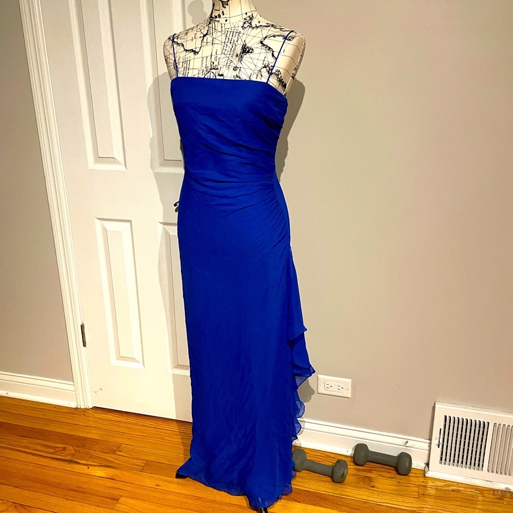 Niki Livas 100% Silk Vintage y2k straps Formal Evening vibrant gown dress 10